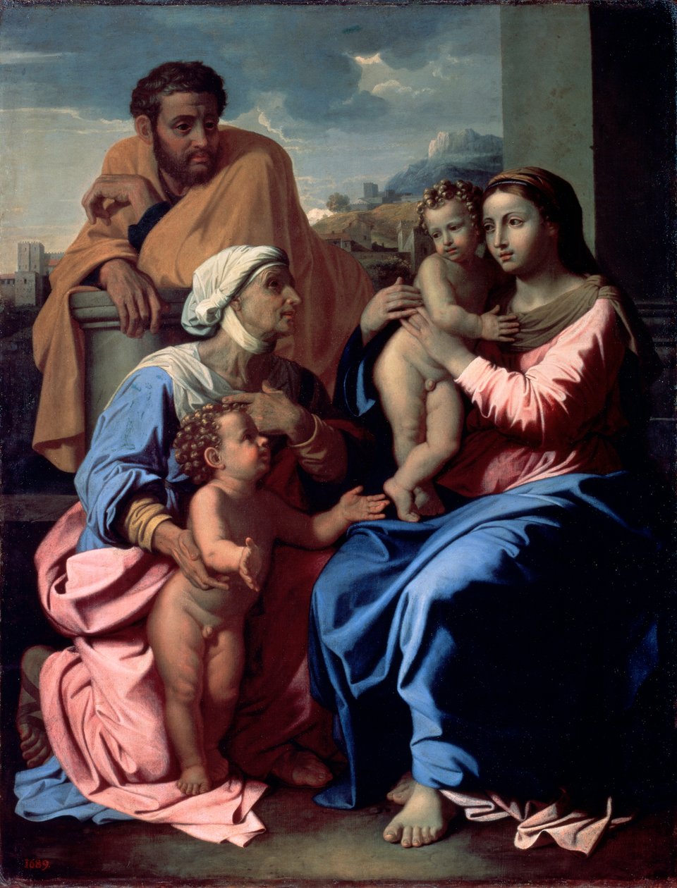 Den heliga familjen med Johannes Döparen och Sankta Elizabeth, 1644-1655. av Nicolas Poussin