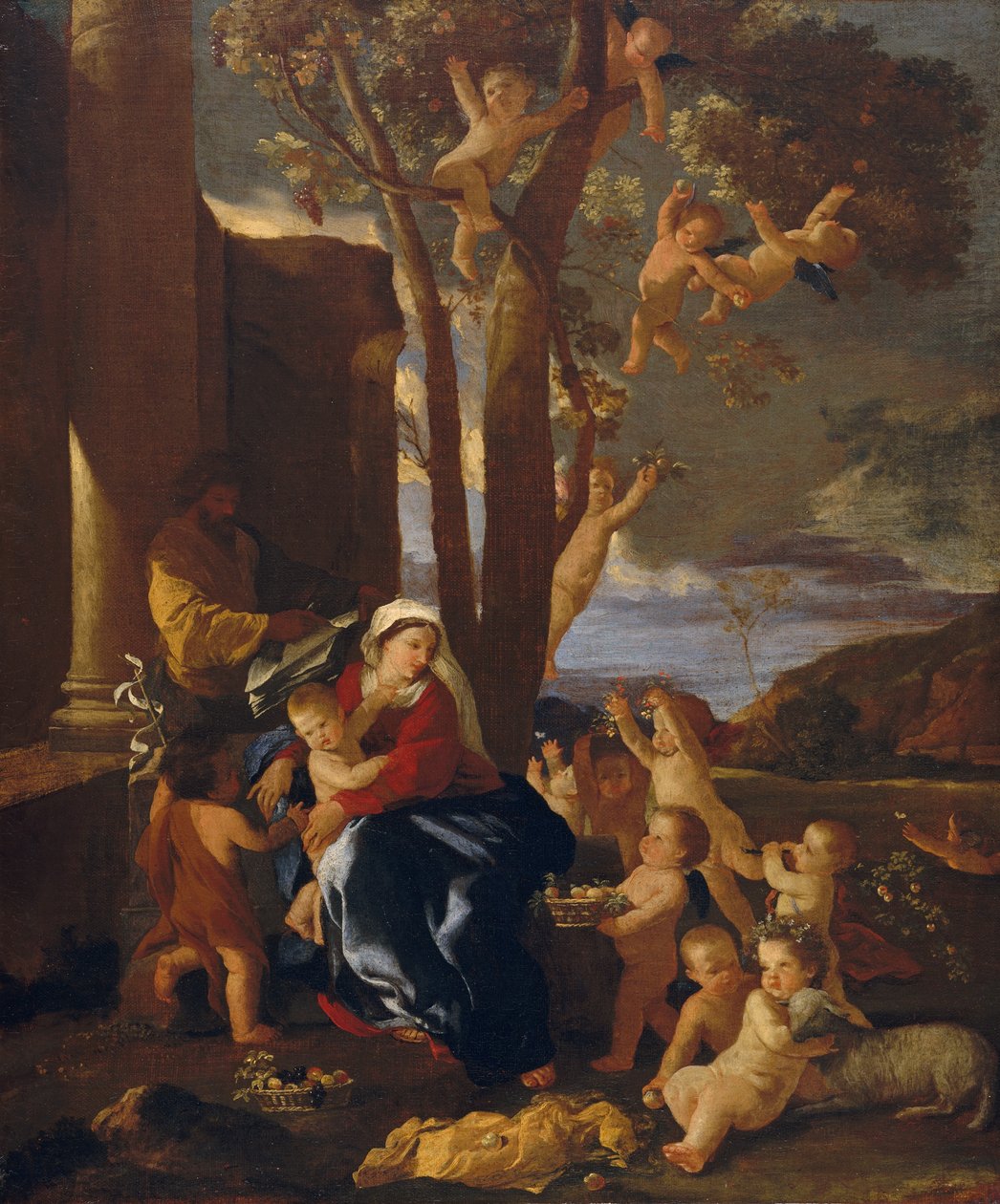 Den heliga familjen med Johannes Döparen, ca. 1627. av Nicolas Poussin
