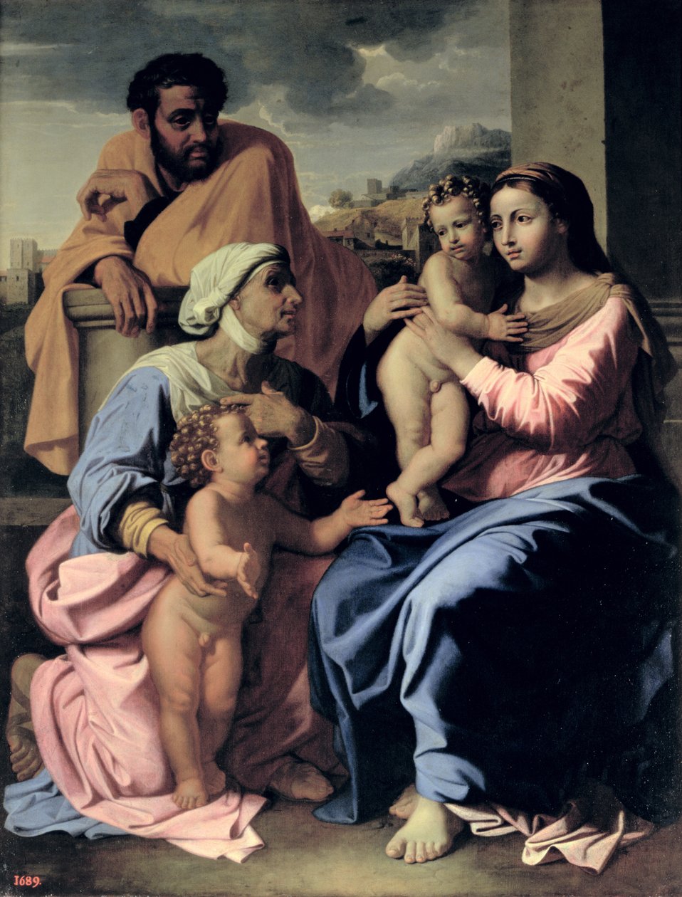 Den heliga familjen med St. Elizabeth och Johannes Döparen av Nicolas Poussin