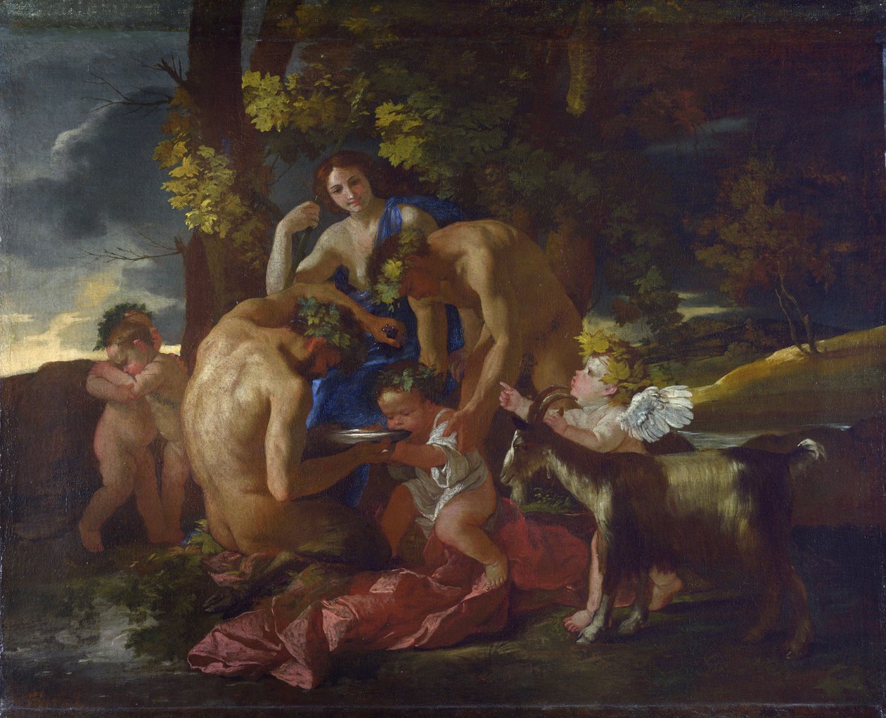 The Nurture of Bacchus, c.1628-29 av Nicolas Poussin