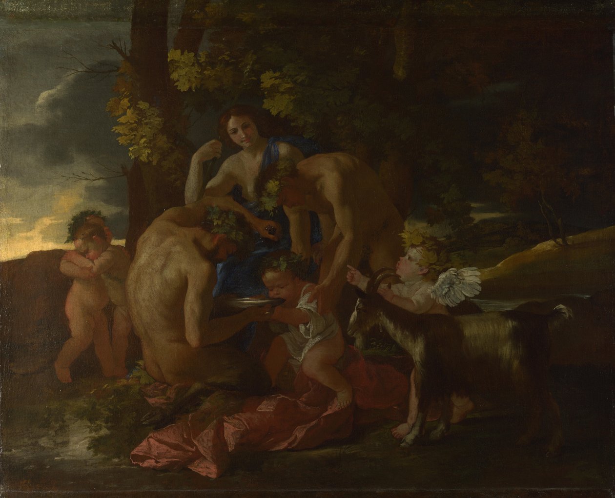The Nurture of Bacchus, ca. 1628-1629 av Nicolas Poussin