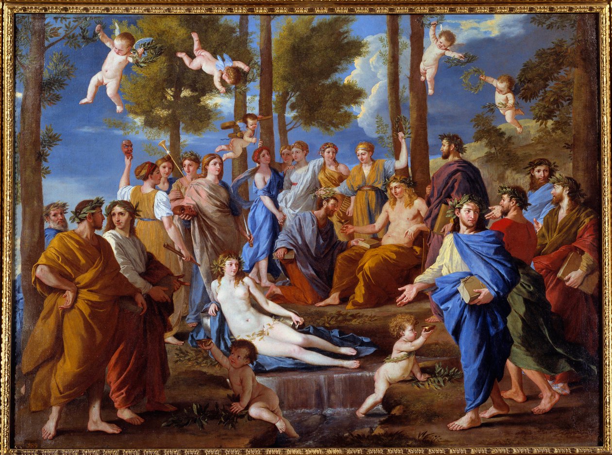 Parnassus. Muserna Calliope av Nicolas Poussin