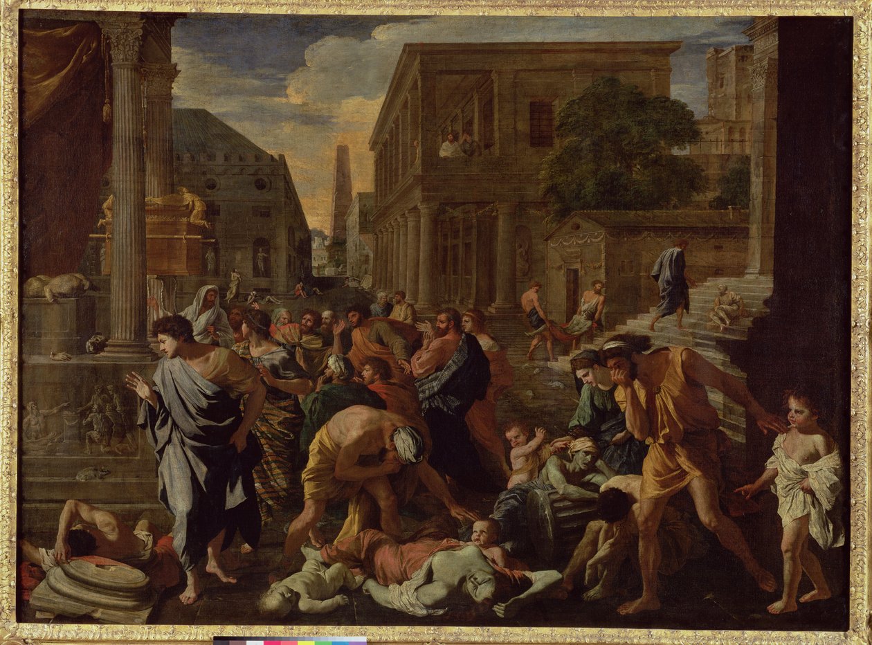 Ashdod-plågan, eller filistéerna drabbade av pesten, 1630-31 av Nicolas Poussin