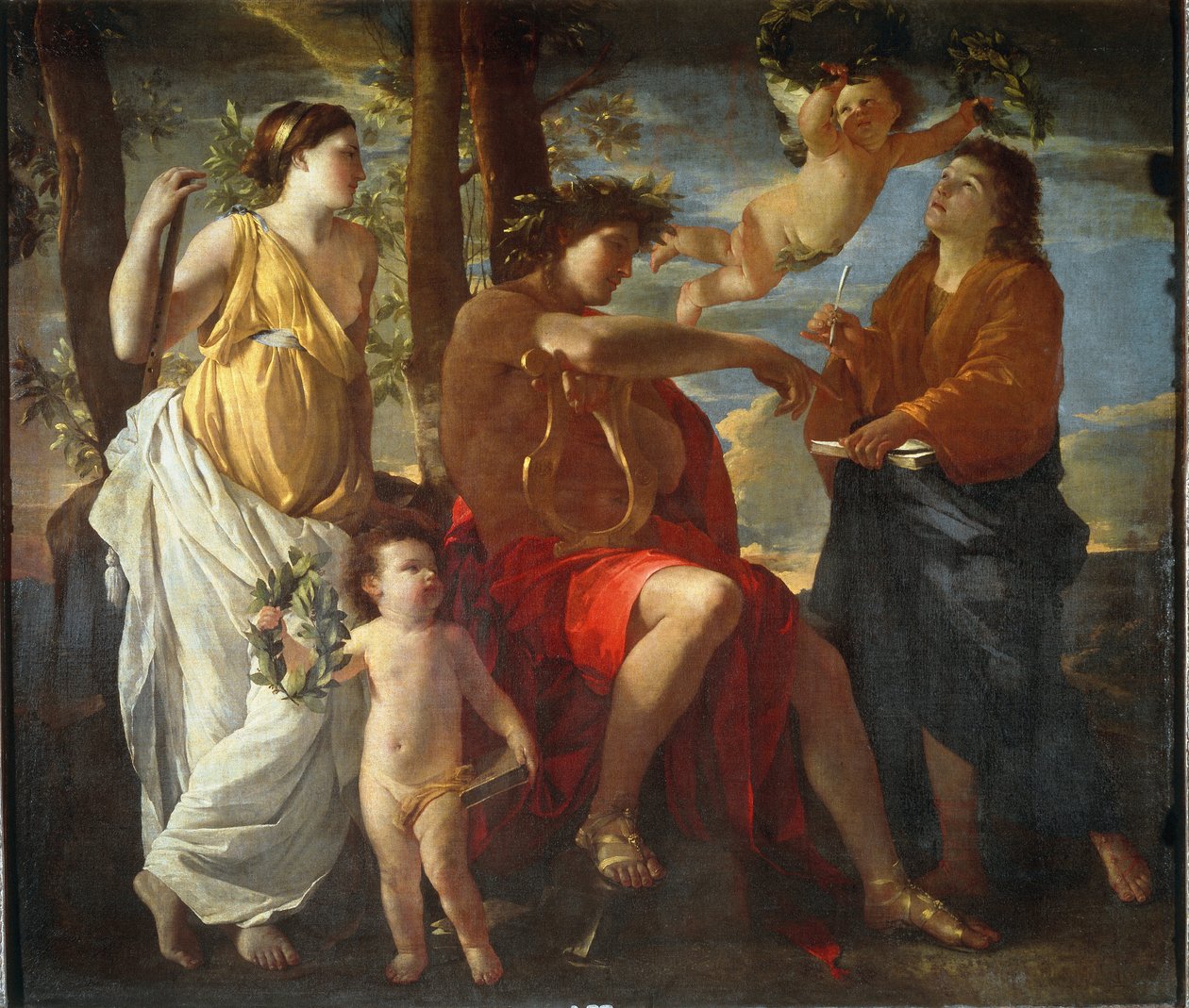 Poetens inspiration - olja på duk av Nicolas Poussin