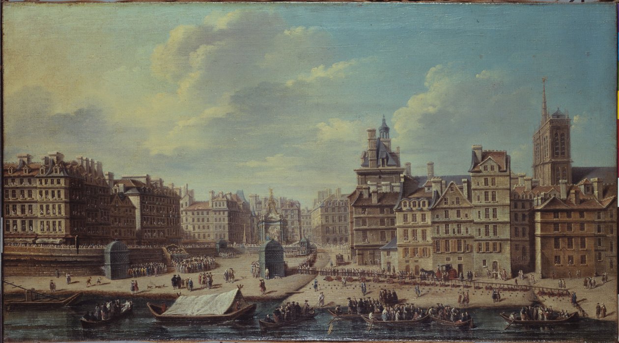 Fest på Place de Grève med anledning av prinsessan Marie-Thérèses födelse, dotter till Dauphin, i juli 1746 av Nicolas Raguenet