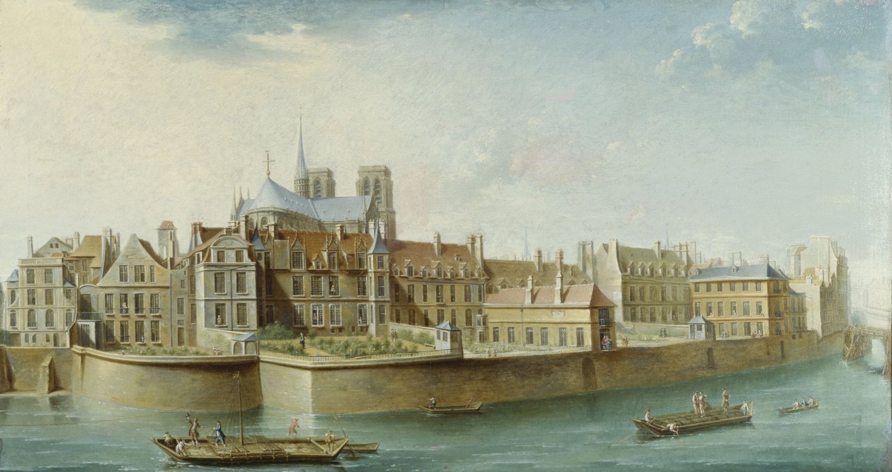Le Cloître Notre-Dame, sedd från Île Saint Louis (quai d