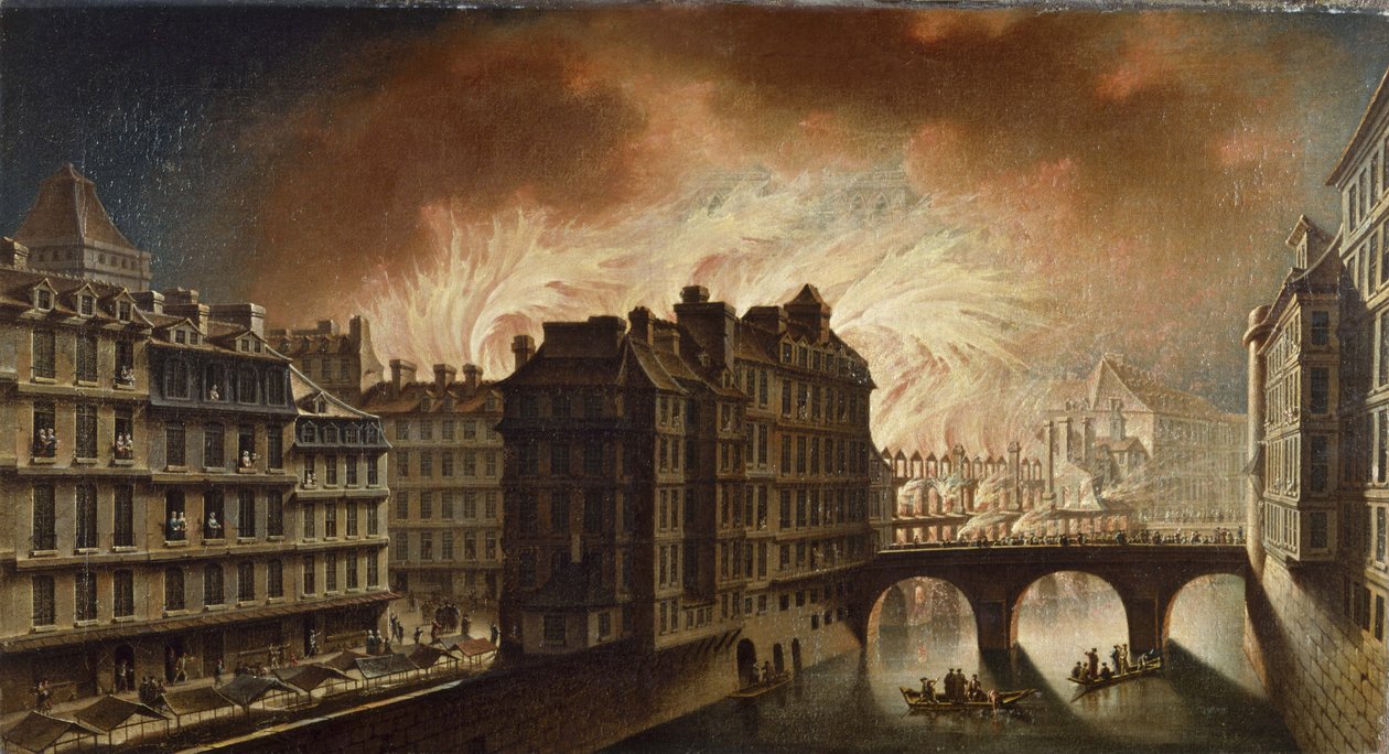 Branden på Hôtel-Dieu 1772, ca 1772 (olja på duk) av Nicolas Raguenet