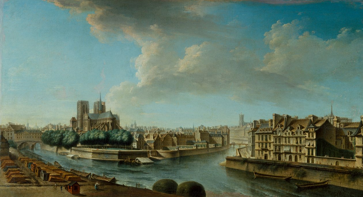 Notre Dame och den västra spetsen av Ile Saint-Louis av Nicolas Raguenet