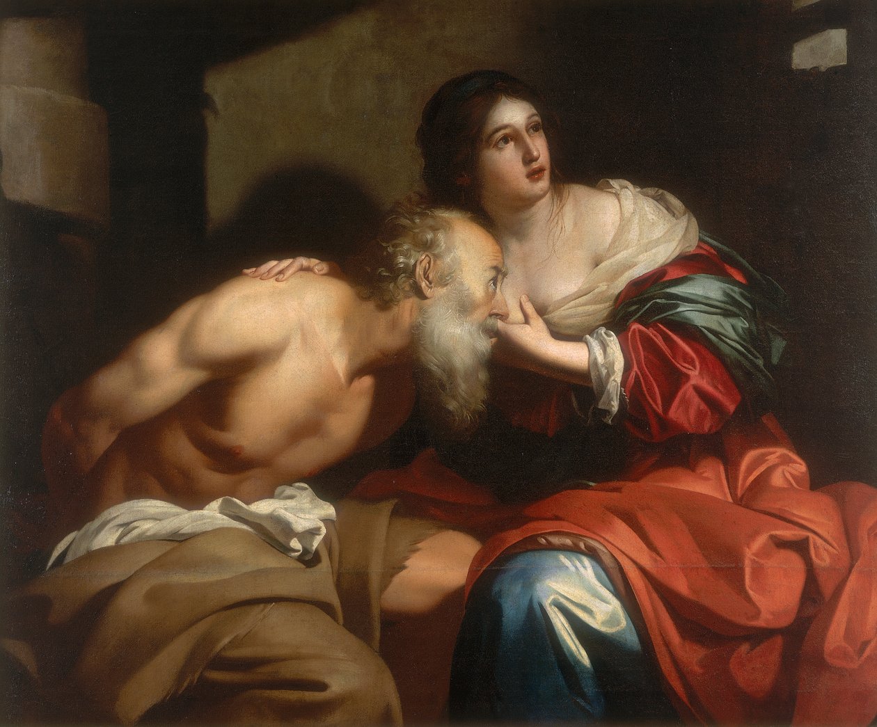 Romersk välgörenhet, verk av Nicolas Regnier, konserverad på Galleria Estense i Modena av Nicolas Regnier
