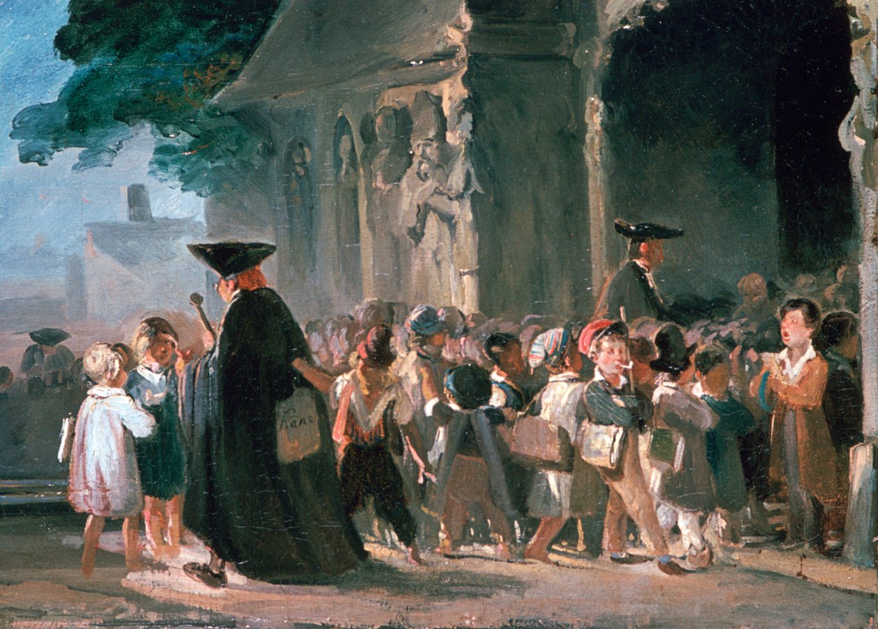 Barn vid en kyrkdörr, c1817-1845. av Nicolas Toussaint Charlet