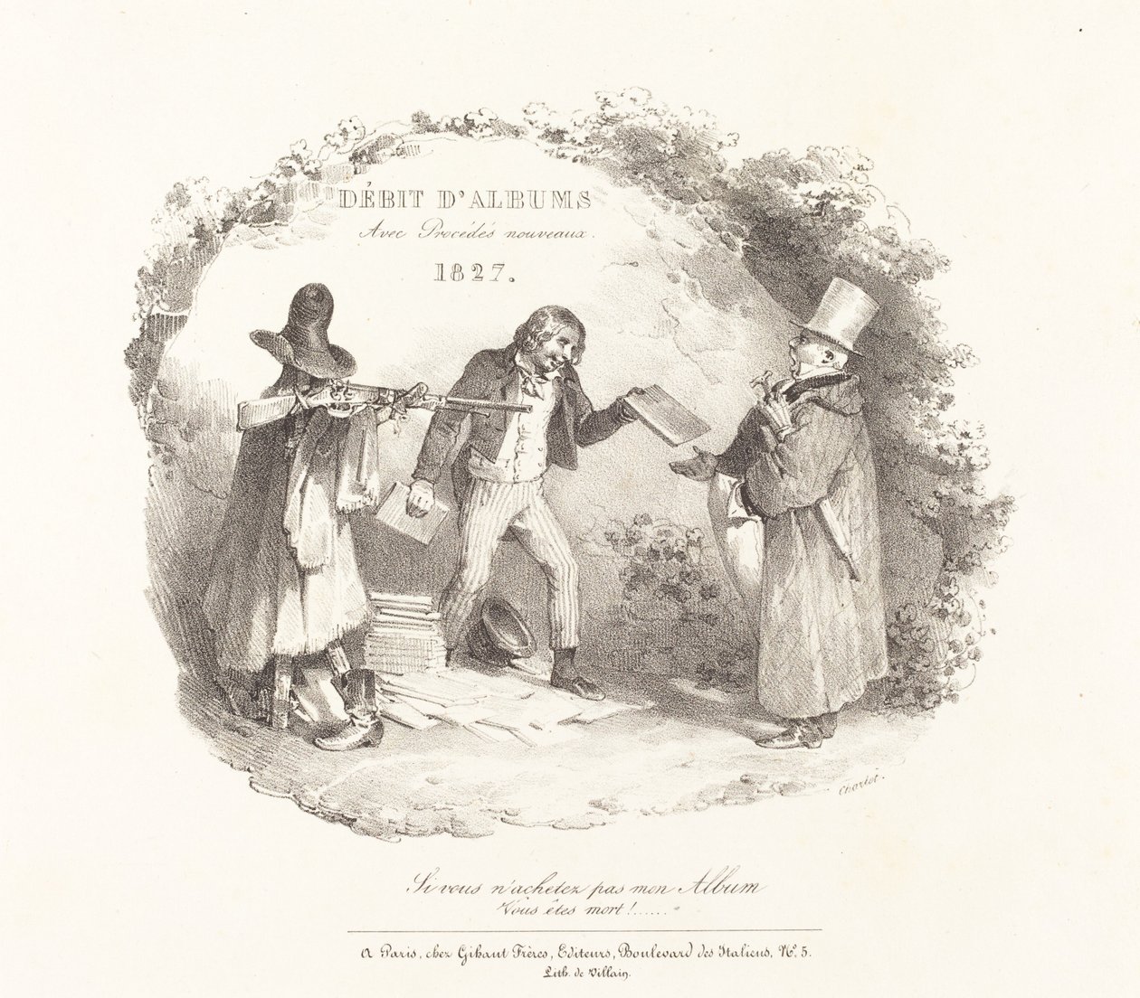 Debitering av album med nya metoder (nya metoder för försäljning av litografialbum) av Nicolas Toussaint Charlet