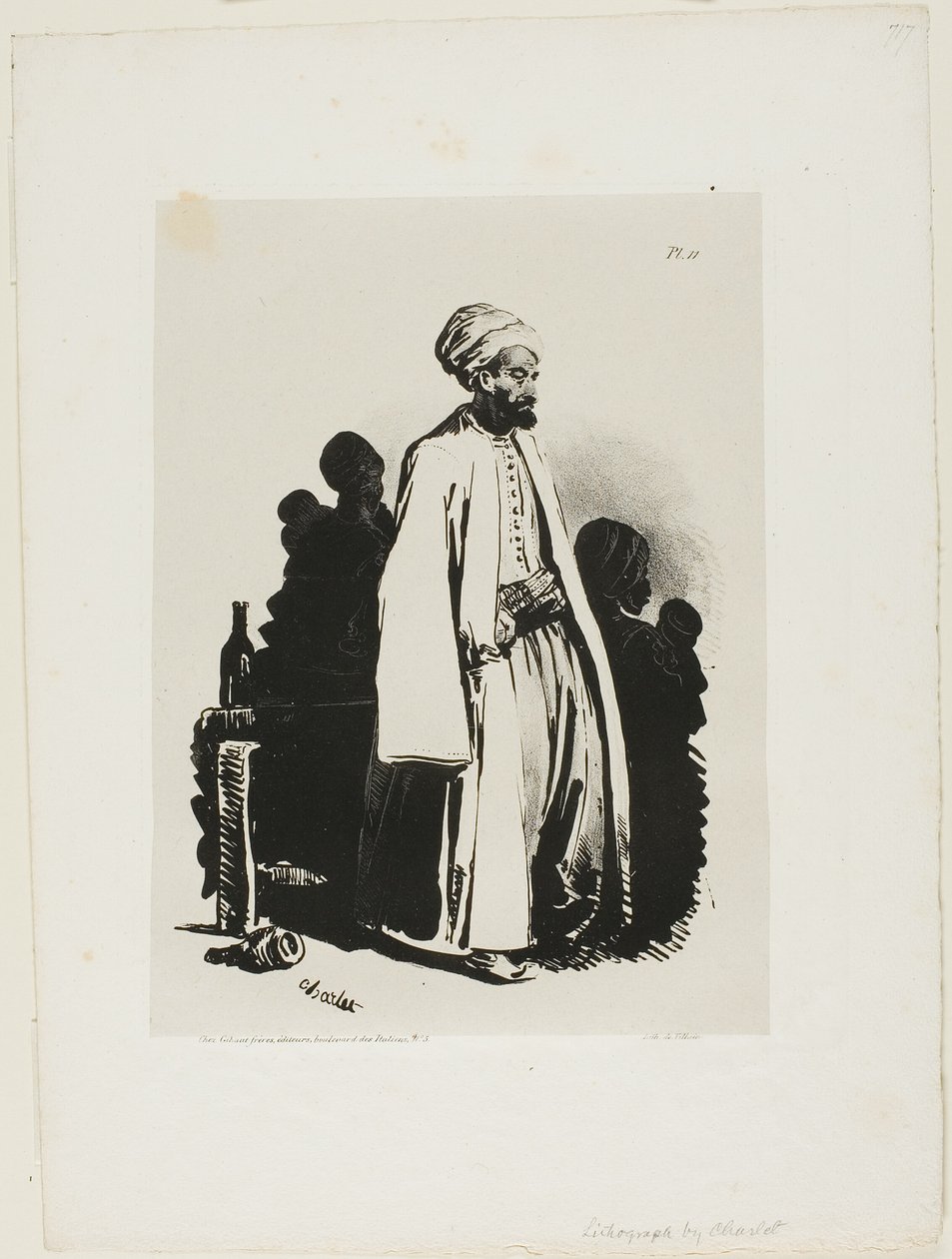 Stående Turk, tallrik elva från Ink Sketches av Charlet av Nicolas Toussaint Charlet