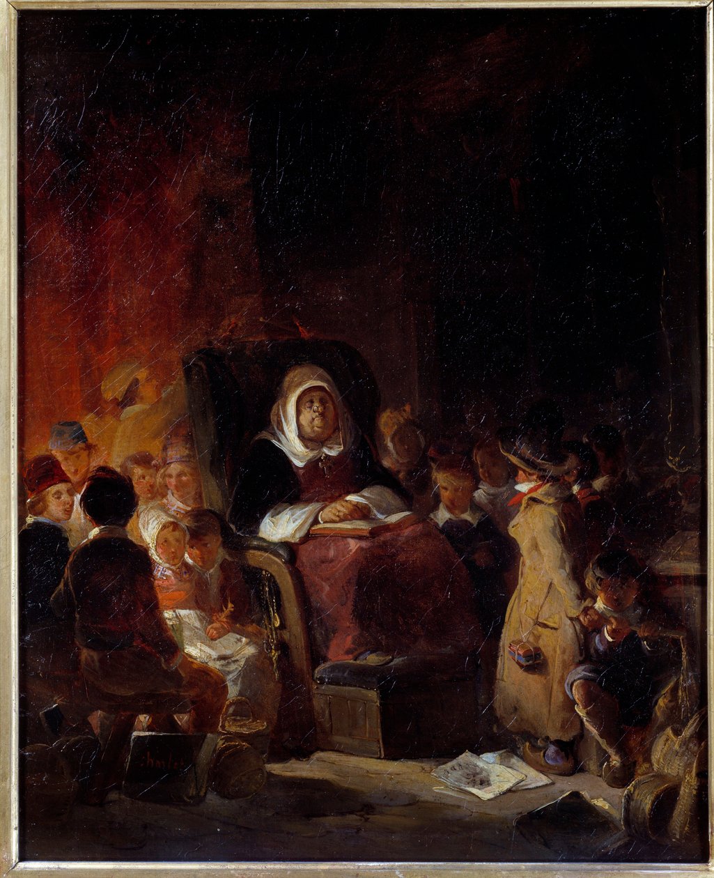 Skolläraren En gammal lärare åkte och sov bland eleverna. Målning av Nicolas Toussaint Charlet (1792-1845) 1800-talet sön. 0,46 X 0,37 m Rouen, Musee des Beaux Arts av Nicolas Toussaint Charlet
