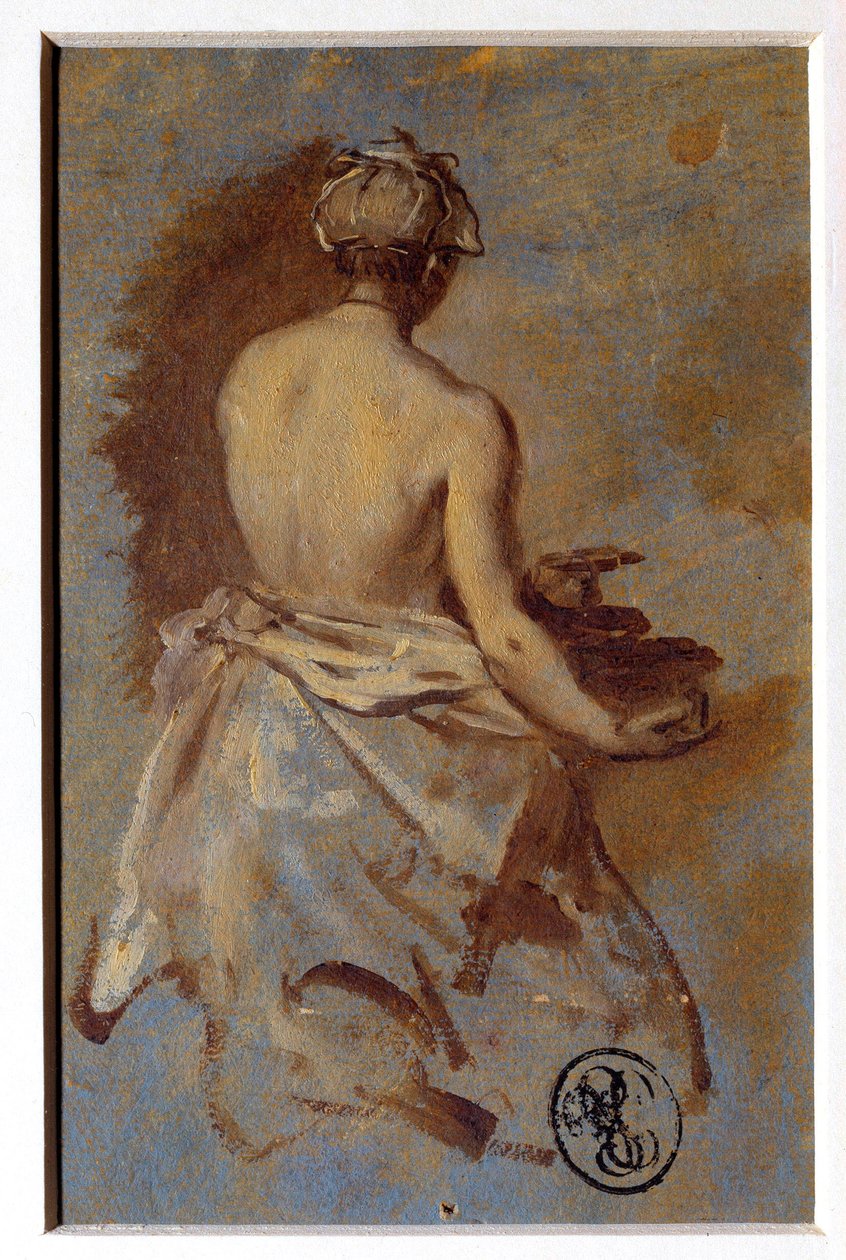 Study of Woman from Back Drawing av Nicolas Vleughels (1668-1737) 1700-talets Paris, Louvren av Nicolas Vleughels