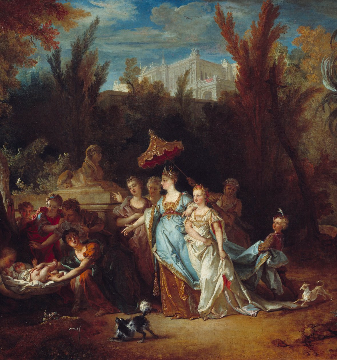 Detalj av målningen "" Moses räddar vatten""". Målning av Nicolas De Largilliere (1656-1746) av Nicolas de Largillière