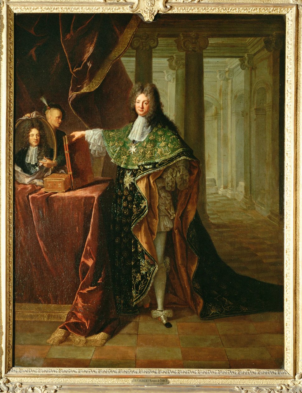 Jean-Baptiste Colbert, markis de Torcy, brorson till den store Colbert ;minister och diplomat i tjänst hos Ludvig XIV ... (målning på duk) av Nicolas de Largillière