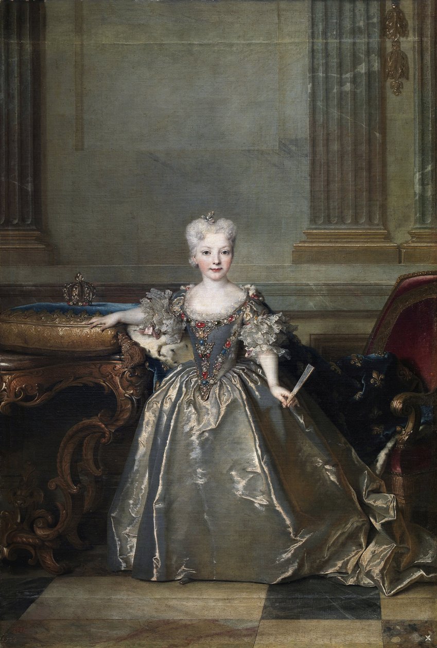 ""Porträtt av Infanta Marie-Anne-Victoire de Bourbon (Marie Anne Victoire) (1718-1781) förlovad med Ludvig XV 1722"" (Infanta Mariana Victoria av Spanien) Målning av Nicolas de Largillière (1656-1746) 1724 Madrid , Museo del Prado av Nicolas de Largillière
