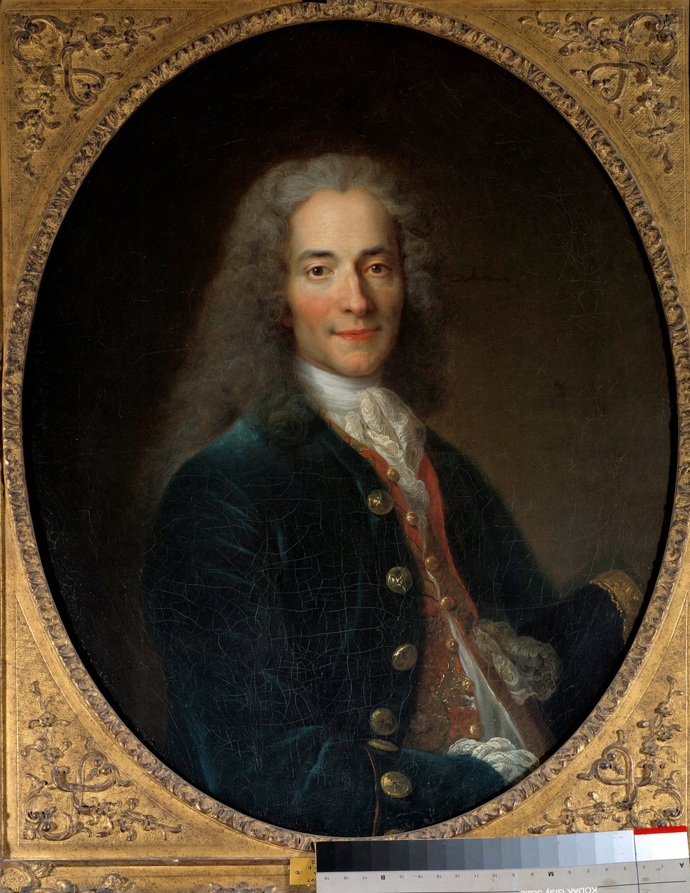 Porträtt av Francois Marie Arouet dit Voltaire (1694-1778) vid 24 års ålder Målning av Nicolas de Largilliere (1656-1746) 1718 Sön. 0,8 x 0,65 m - Porträtt av Francois Marie Arouet kallad Voltaire (1694-1778) vid 24 års ålder. Målning av Nicolas de Largi av Nicolas de Largillière