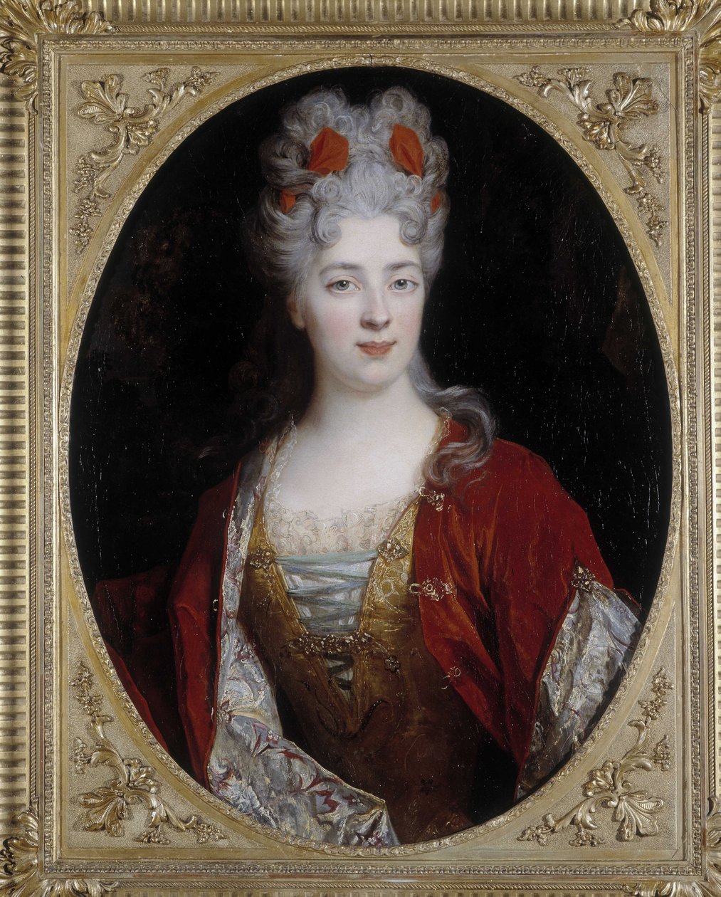 Porträtt av en kvinna. Målning av Nicolas de Largilliere (1656-1746) (olja på duk) av Nicolas de Largillière