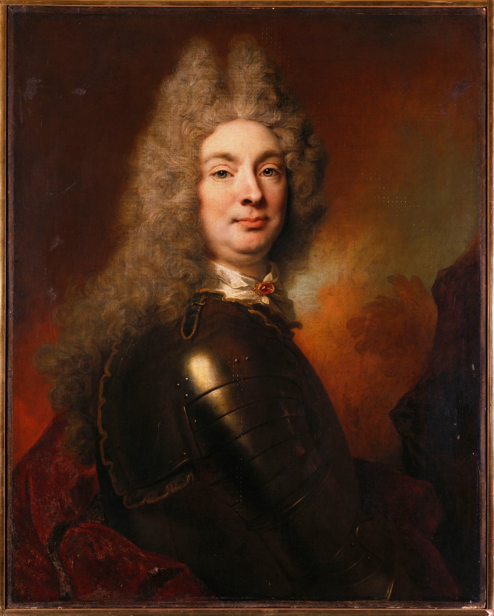 Porträtt av en adelsman i rustning, iklädd en röd kappa av Nicolas de Largillière