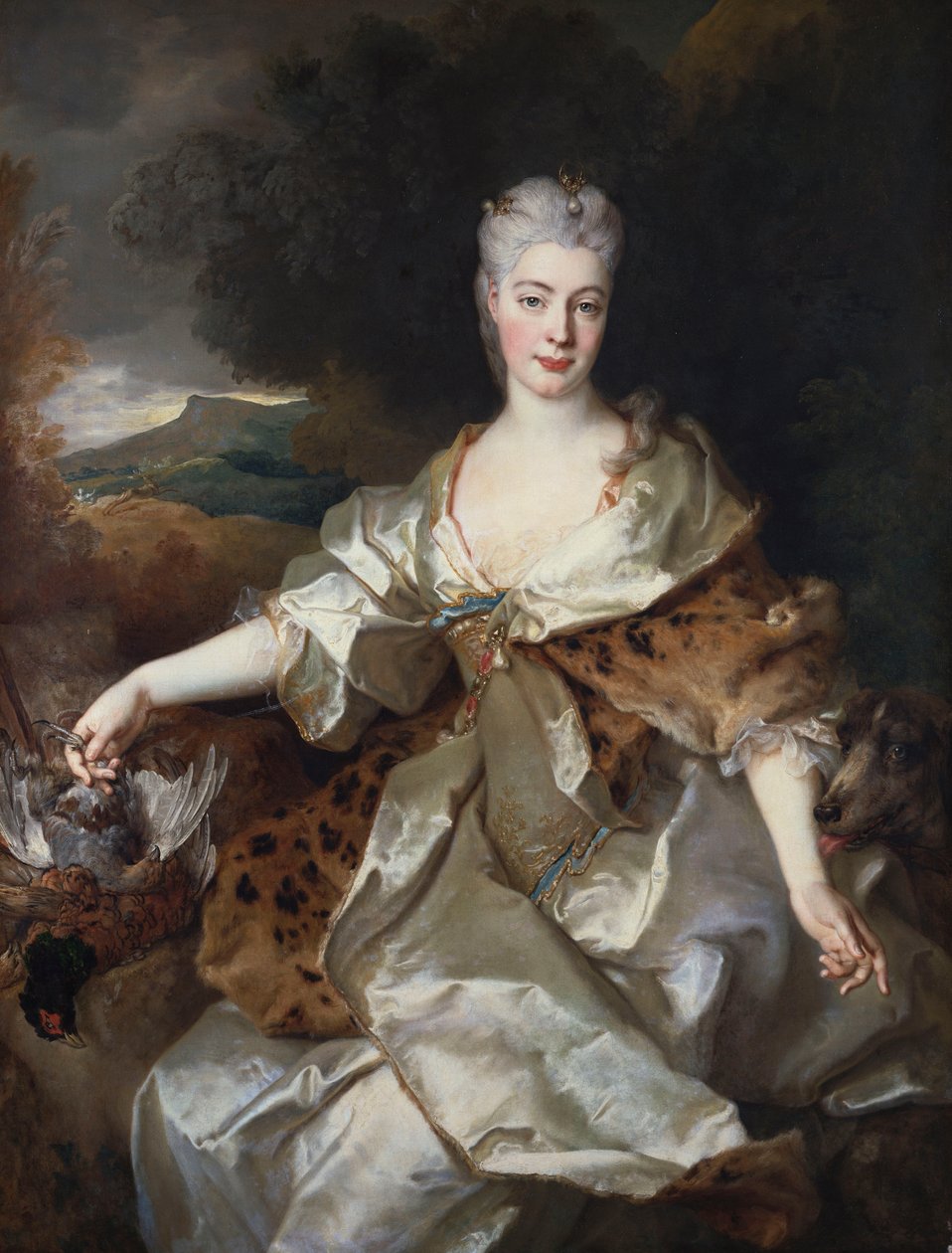 Porträtt av grevinnan av Noirmont som Diana av Nicolas de Largillière