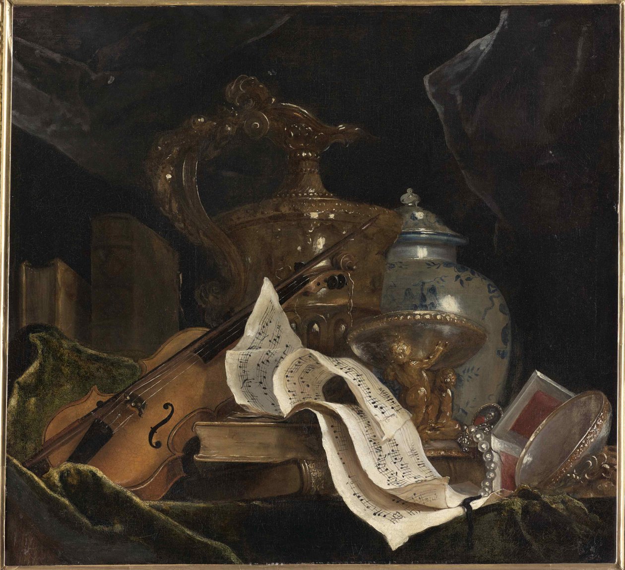 Stilleben med musikinstrument, 1695-1700. av Nicolas de Largillière