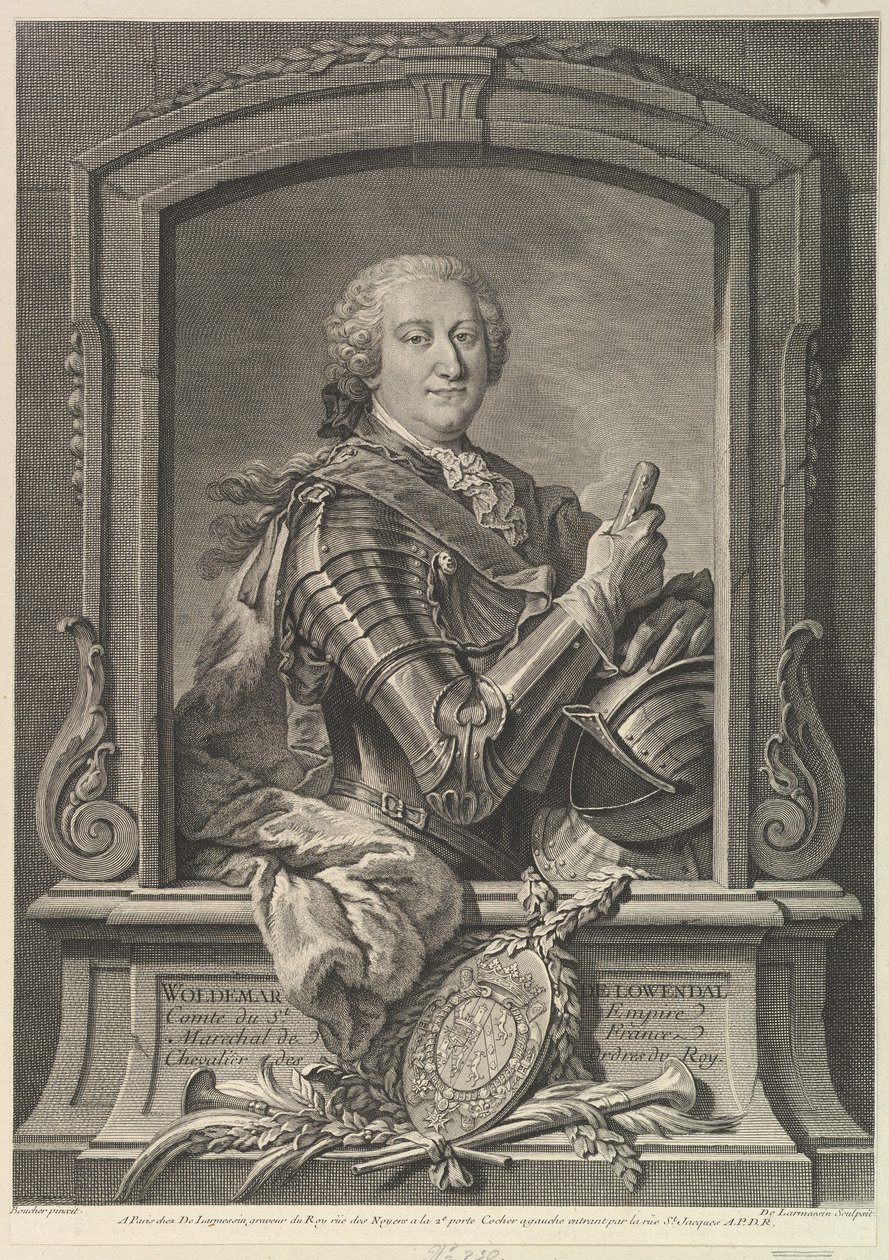 Porträtt av Maréchal de Lowendal, 1700-talet. av Nicolas de Larmessin