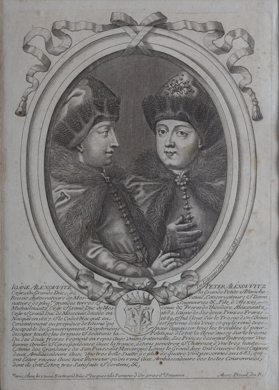 Tsarerna Ivan Aleksijevitj och Peter Aleksijevitj av Ryssland av Nicolas de Larmessin
