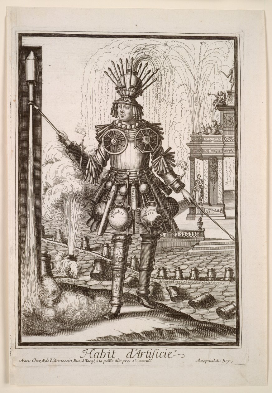 Fantasifulla kostymer: Costume of the Fireworks Maker, c. 1690. av Nicolas de Larmessin II