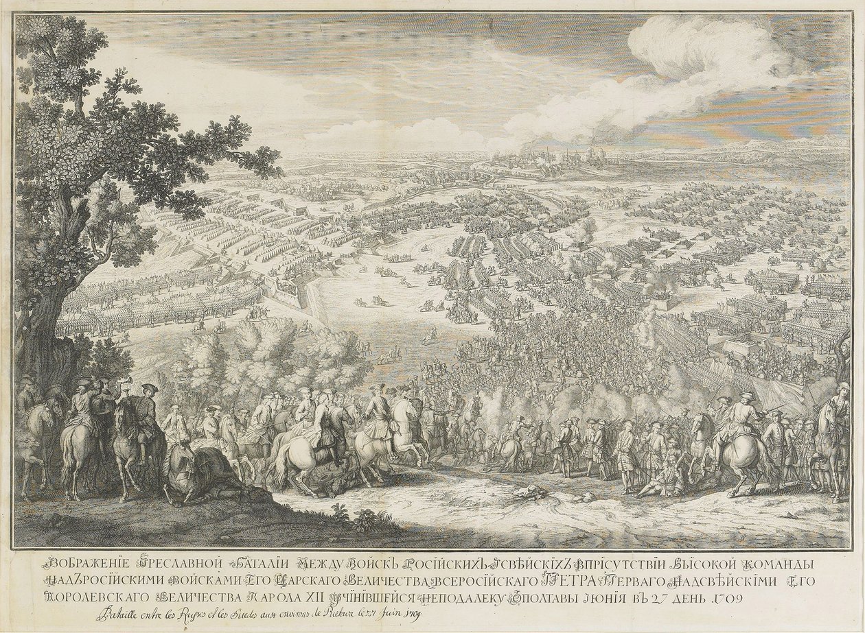 Slaget vid Poltava den 27 juni 1709 av Nicolas de Larmessin II