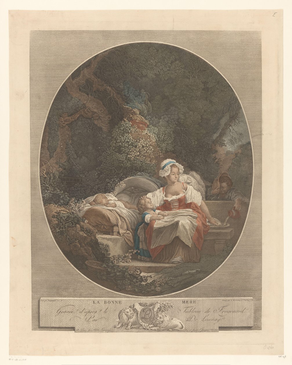 Mamma med barn i ett landskap La bonne mere (titel på objekt) av Nicolas de Launay (goudsmid)