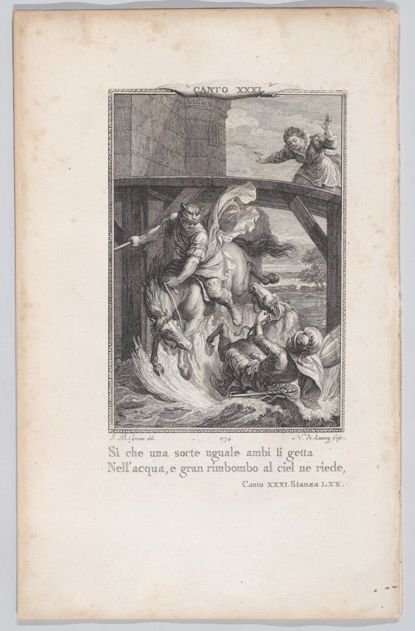 Canto 31, rum 70, från Orlando Furioso, 1774., 1774. av Nicolas de Launay