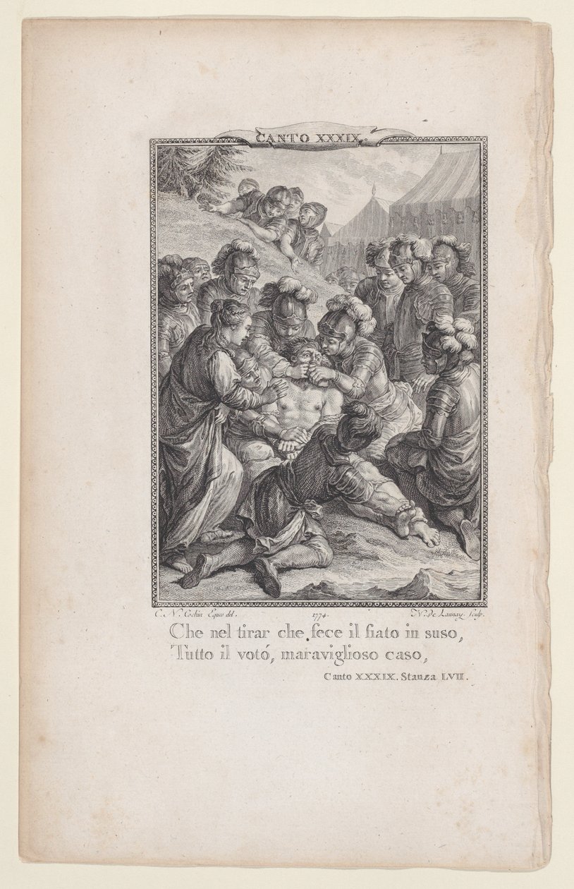Canto 39, rum 57, från Orlando Furioso, 1774., 1774. av Nicolas de Launay