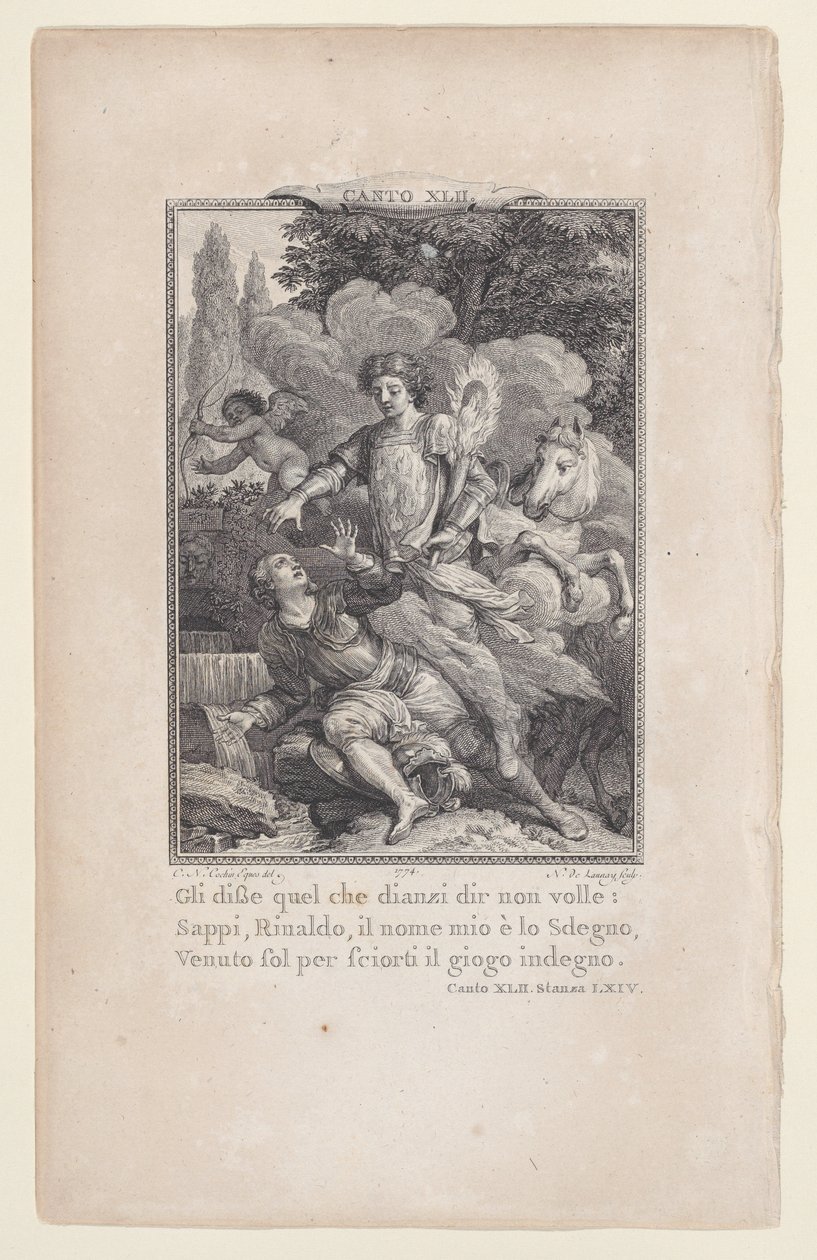 Canto 42, rum 64, från Orlando Furioso, 1774., 1774. av Nicolas de Launay