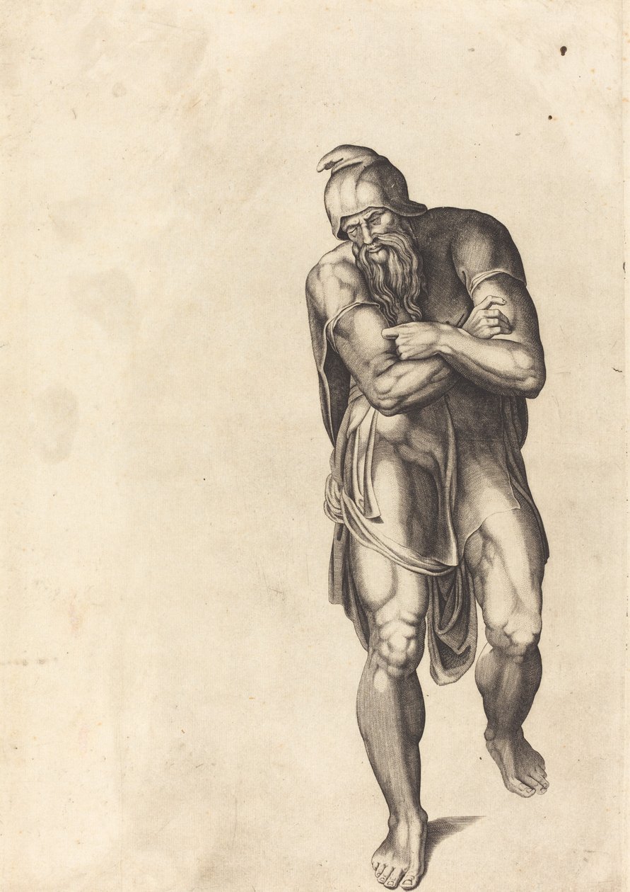 Striding Man av Nicolaus Beatrizet after Michelangelo