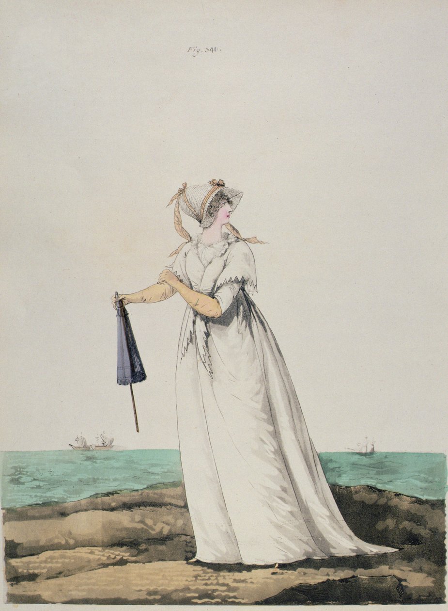 Morgonkläder vid havet från N. Heideloffs "Galleri av mode", 1802. av Nicolaus von Heideloff