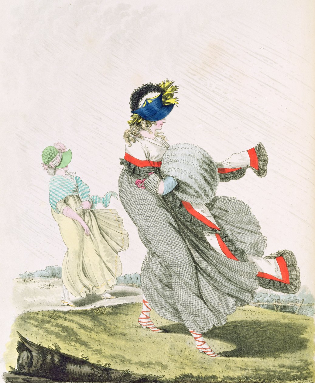 Morgonklänningar fikon. 134 och 135 från Nikolaus Heideloffs "Gallery of Fashion" Vol II, april 1797 (tryck) av Nicolaus von Heideloff