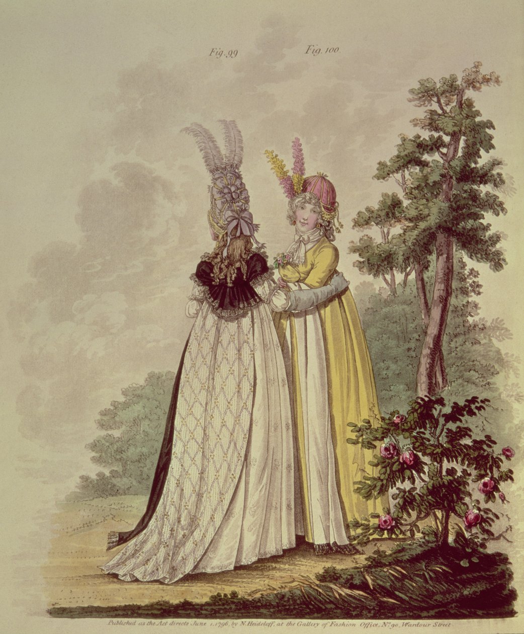 Vandringsklänningar från N. Heideloffs "Gallery of Fashion", 1796 (akvatint) av Nicolaus von Heideloff