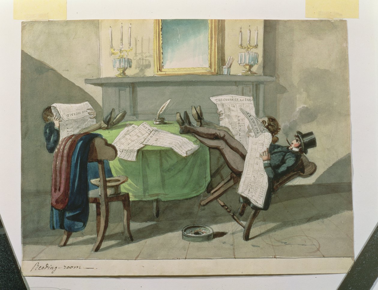 Astor House Reading Room, 1840 av Nicolino Calyo