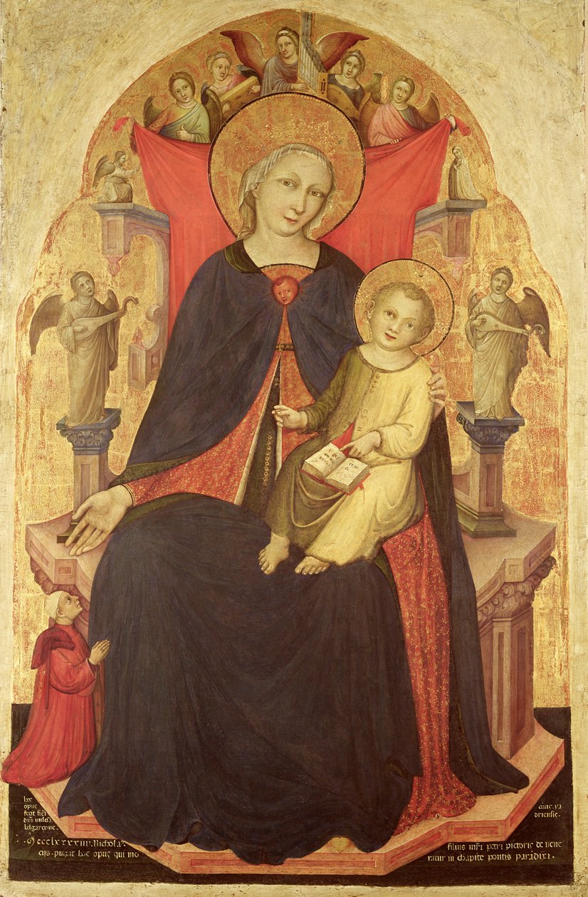 Madonna och barn tronade med donatorn Vulciano Belgarzone di Zara, ca 1394 av Nicolò di Pietro