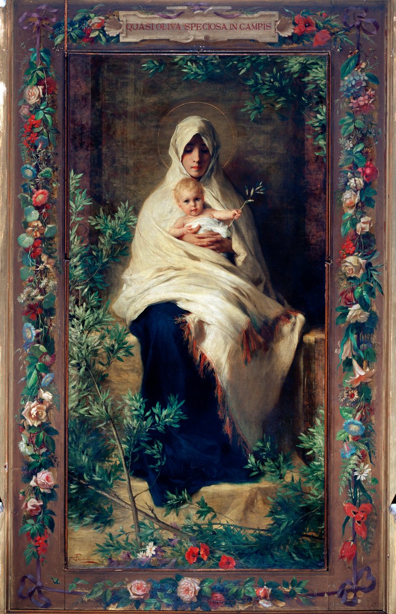 Vår Fru av olivträdet Målning av Niccolo Barabino (1832-1891) 1800-talets gener, kyrkan Santa Maria della Cella av Nicolo Barabino