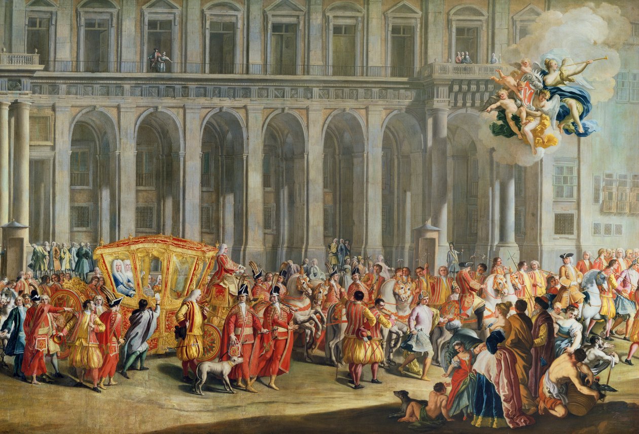 Avgången av Alois Thomas von Harrach, vicekung av Neapel (1669-1742) från Palazzo Reale di Capodimonte (för detaljer se 68613) av Nicolo Maria Russo or Rossi