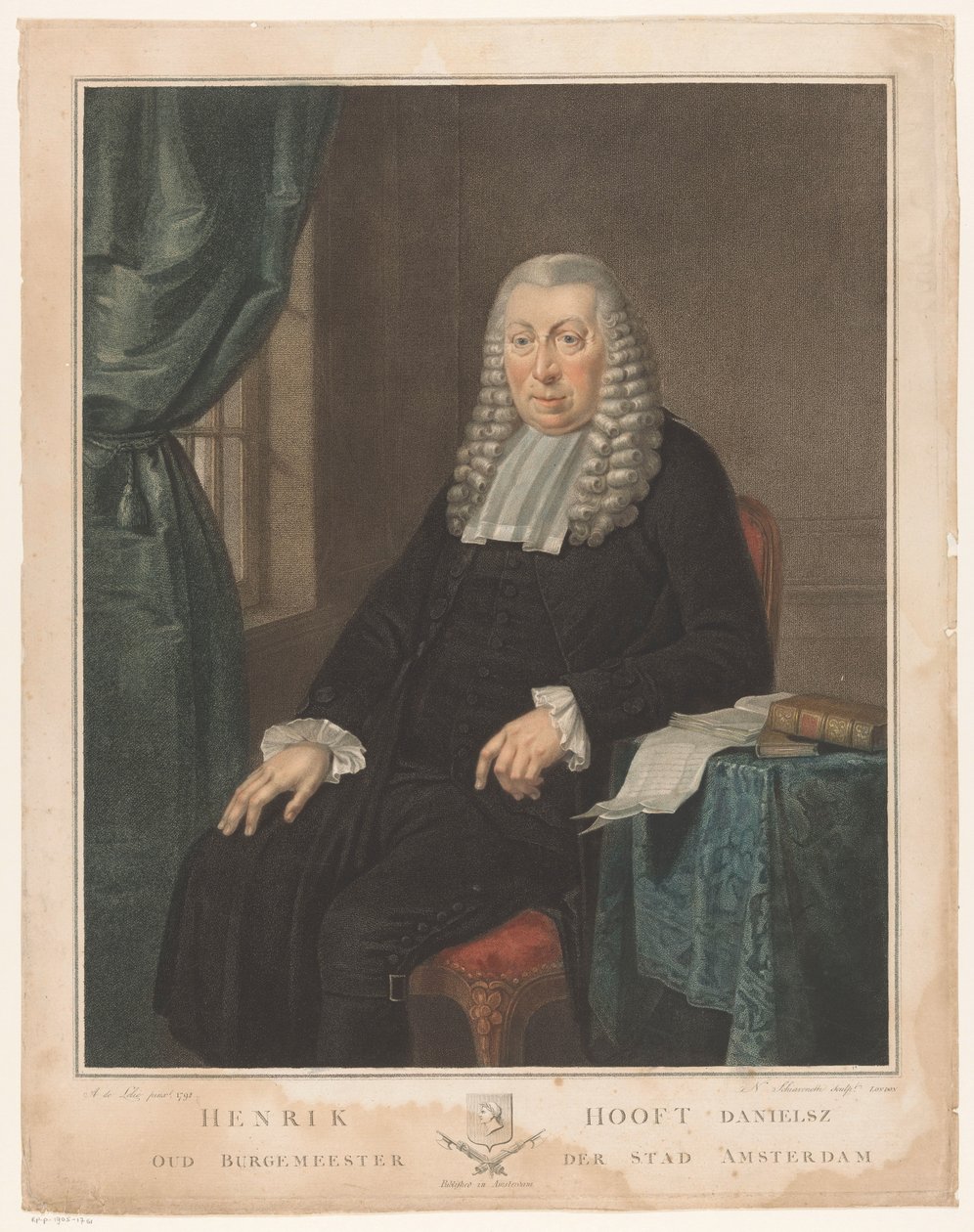 Porträtt av Hendrik Danielsz. Hooft, borgmästare i Amsterdam av Nicolo Schiavonetti