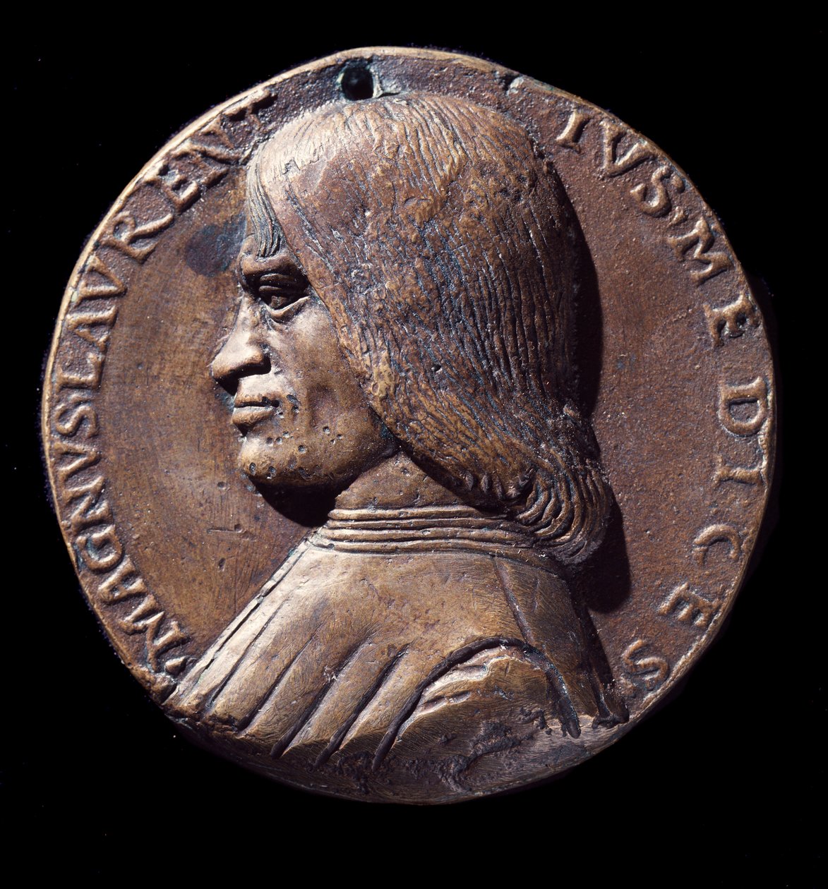 Porträttmedalj av Lorenzo de Medici, känd som den magnifika (brons av Nicolo Spinelli