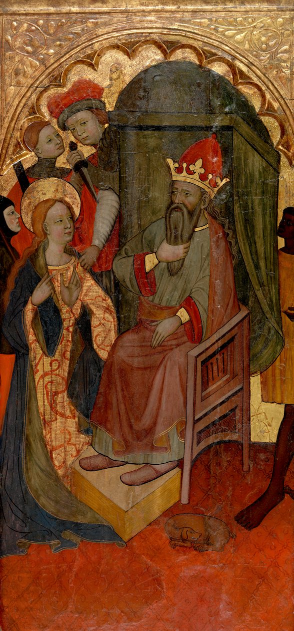 Saint Katherine av Alexandria före den romerske kejsaren av Nicolás Solano