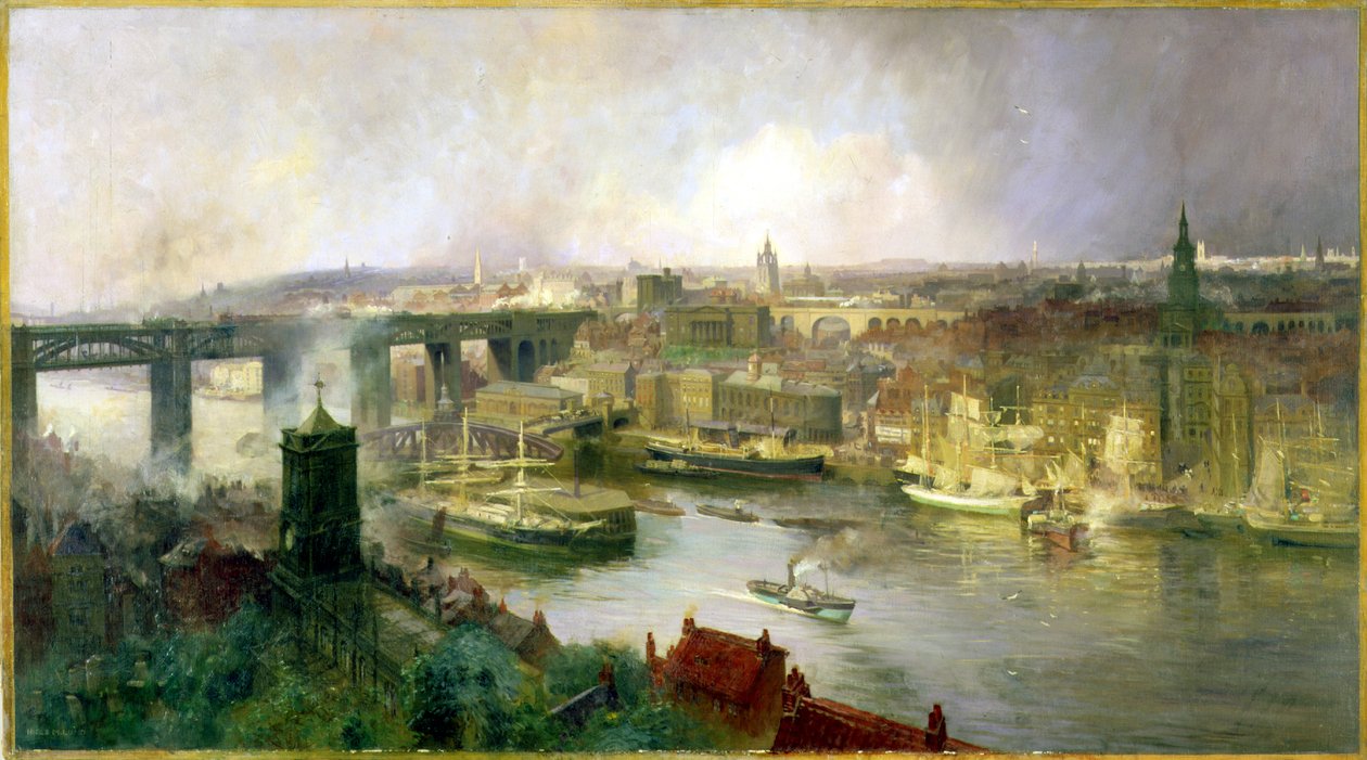 Newcastle upon Tyne från Gateshead, 1895 av Niels Moller Lund