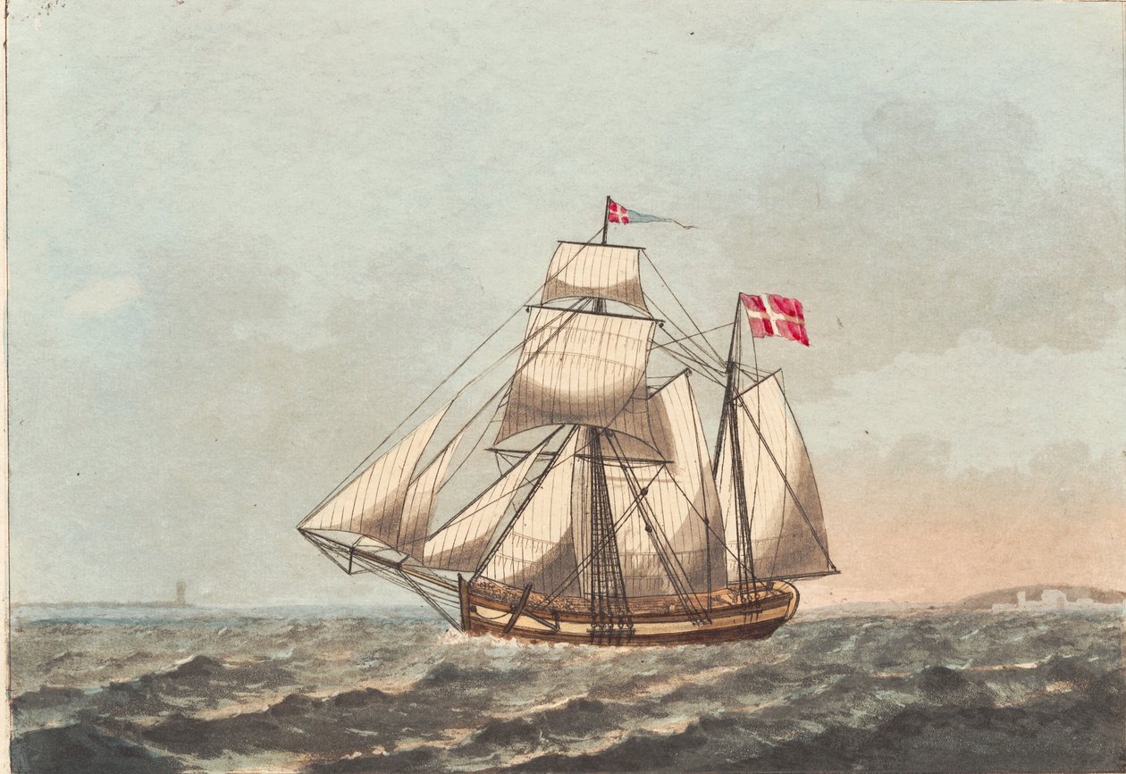 En dansk galease, att se i lä, med sidvind av Niels Truslew