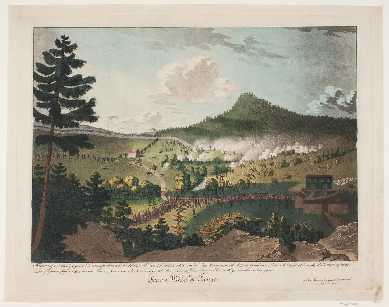 Fäktning vid Berbyegaard i Enningdalen, vid Frederichshald, 12 september 1808 av Niels Truslew