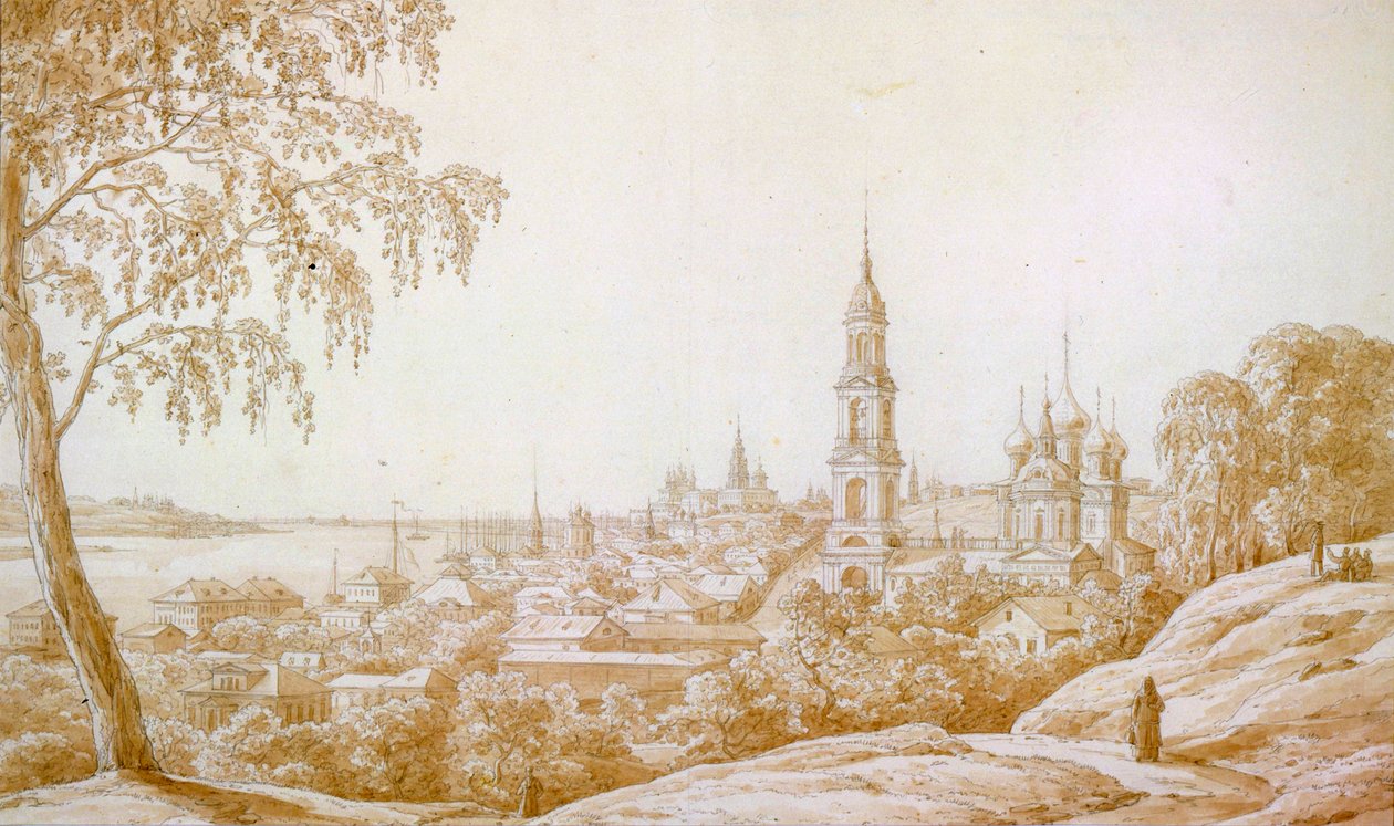 Utsikt över Kostroma, Ryssland, 1838. av Nikandor Grigorievich Chernetsov