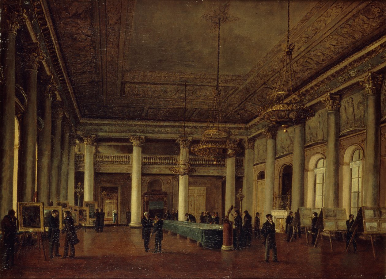 Interiörvy av Dmitry Naryshkins hus under ett möte i Society for the Encouragement of Arts, 1825 av Nikanor Grigoryevich Chernetsov